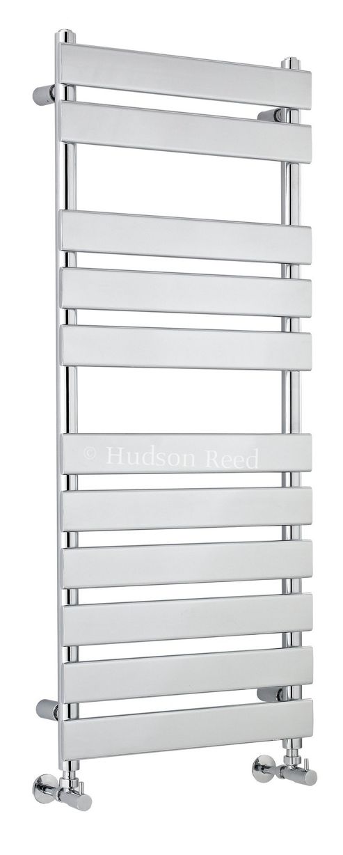 Image of Hudson Reed Piazza Flat Panel Towel Rail, 1200mm High X 500mm Wide, Chrome