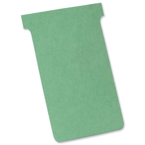 Image of Nobo T-cards Tab Top 15mm W92x Bottom W80x Full H120mm Size 3 Light Green Ref 32938913 [pack 100]