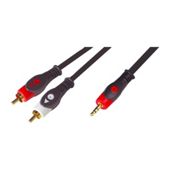 3.5mm Stereo Jack Plug To 2 Phono Cable Lead Gold 1.5M