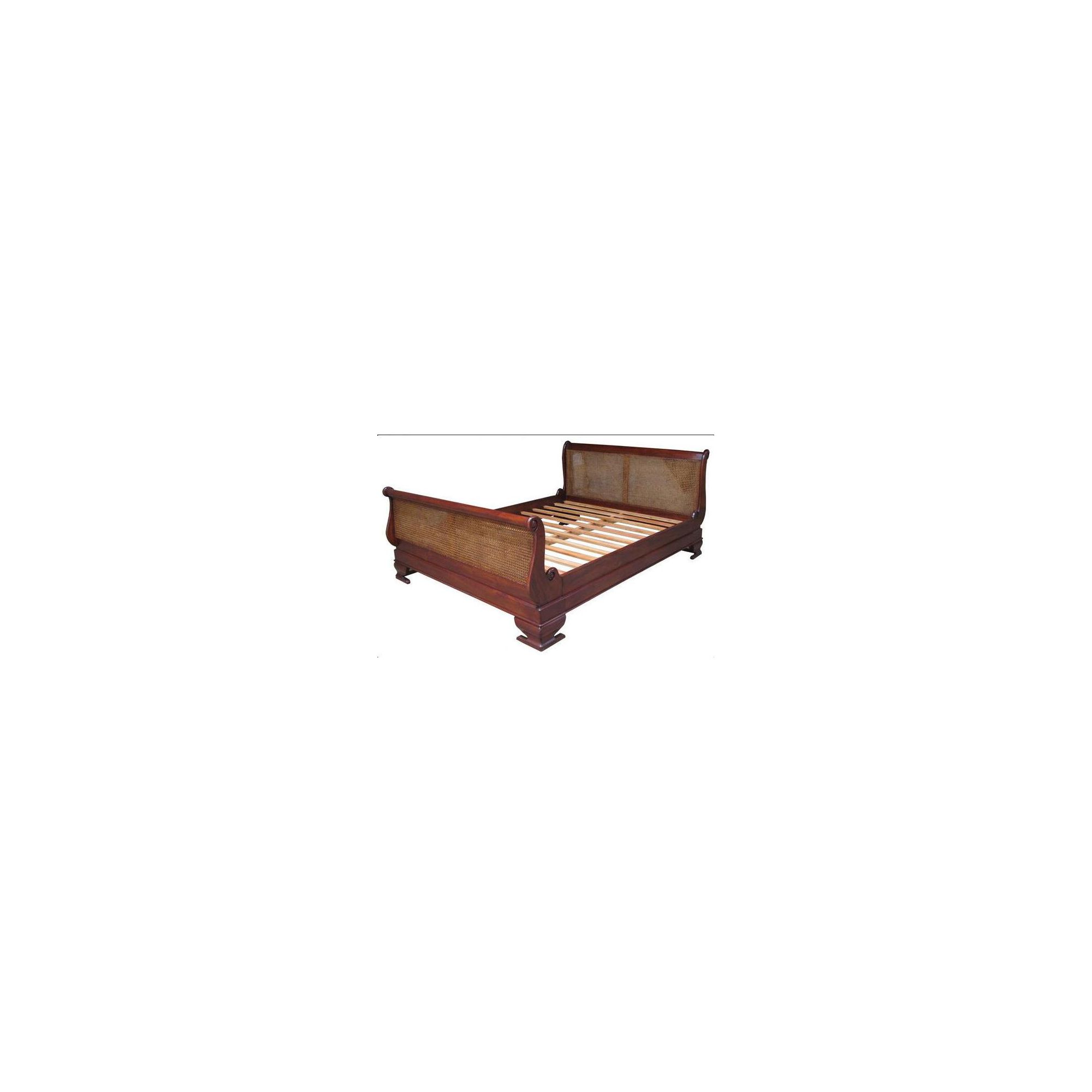 Lock stock and barrel Mahogany Rattan Sleigh Bed in Mahogany - Double - Antique White at Tesco Direct