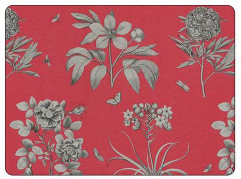 Image of Sanderson For Pimpernel Etchings & Roses Red Placemats, Set Of 6