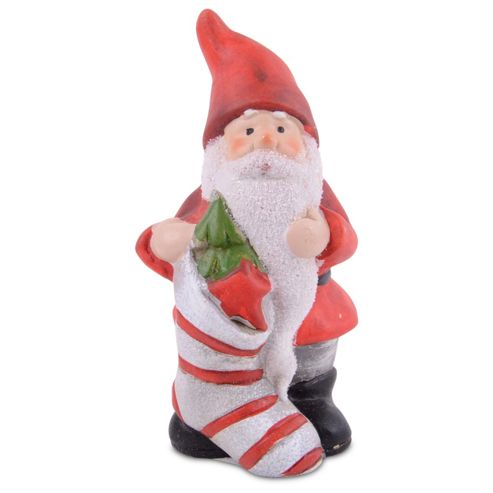 Image of Cute Terracotta Father Christmas With Stocking Ornament