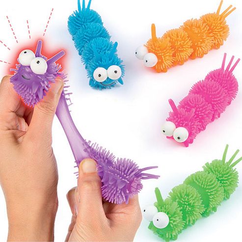 Image of Party Bag Funky Flashing Light Up Caterpillars (pack Of 4)