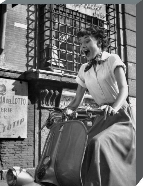 Image of Roman Holiday Audrey Hepburn Large Canvas Print