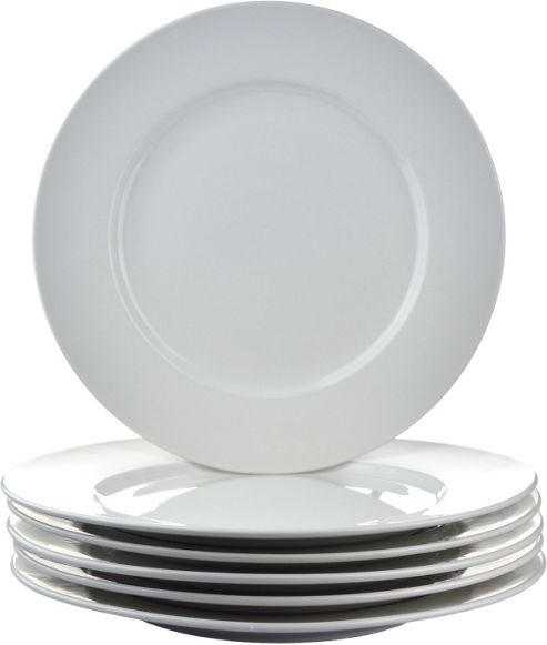 Image of White Wide Rimmed Catering Restaurant Plates - 26cm / 10" - Box Of 6