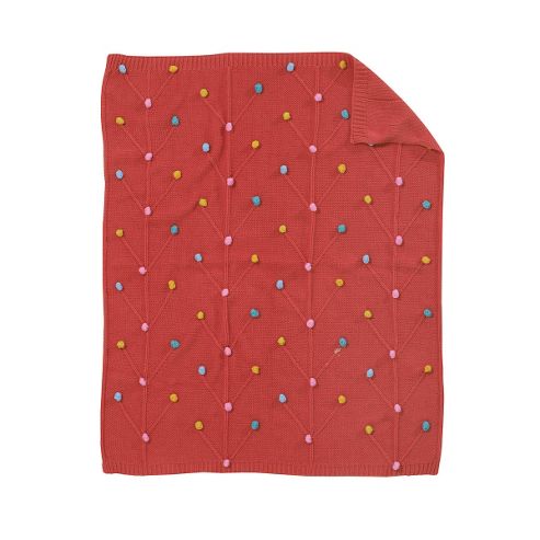 Image of Mothercare Norwegian Wood Knitted Pom Pom Blanket