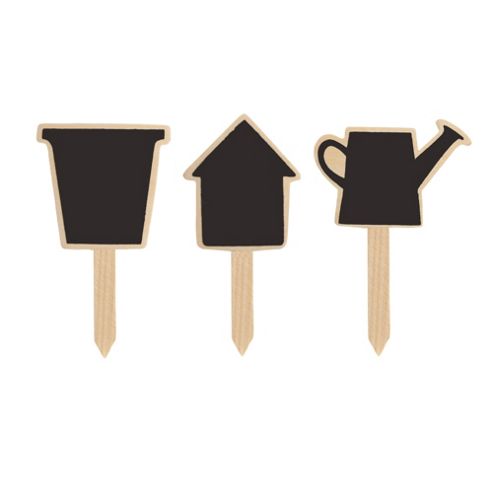 Image of Wooden Blackboard 4.5in Garden Plant Or Herb Labels Three Design Set