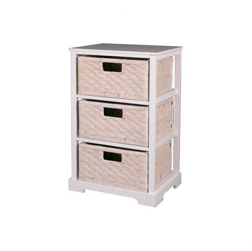 Image of Techstyle 3 Drawer Weave Cabinet - White / Whitewash