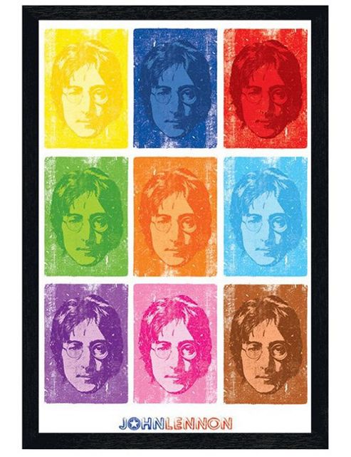 Image of John Lennon Black Wooden Framed Pop Art Portraits Poster