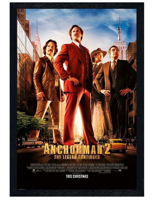 Image of Black Wooden Framed Anchorman 2 The Legend Continues Poster