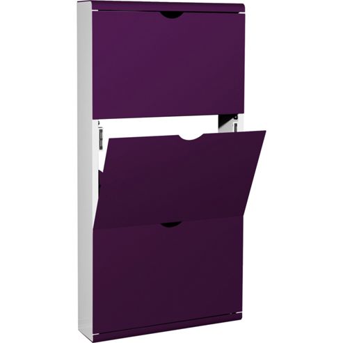 Image of Store - 3 Door / Pair Shoe Storage Cabinet - Purple / White