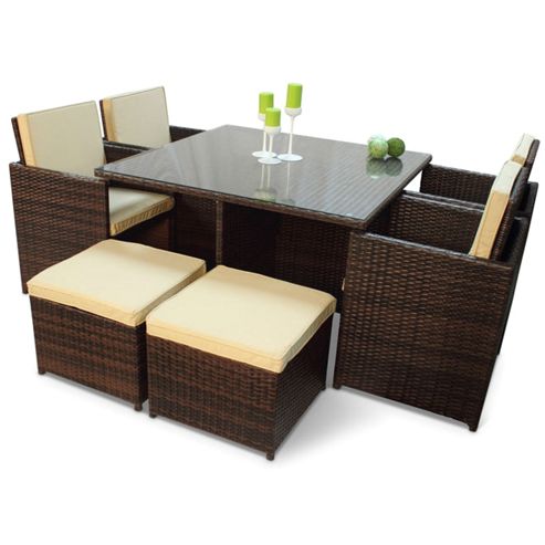 Image of Rattan Cube Set With 4 Seats & 4 Stools
