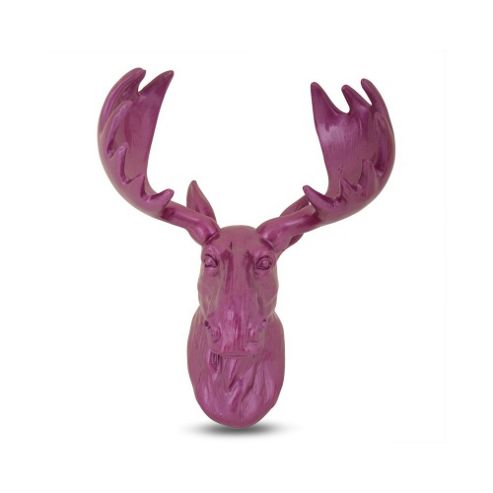 Image of Bright Coloured Wall Mountable Moose Head Ornament In Lilac