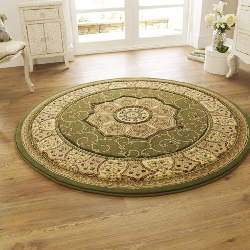 Image of Oriental Carpets & Rugs Heritage 4400 Green Rug - 80cm X 140cm