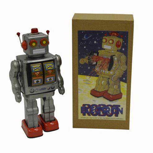 Image of Robot Rotatomatic - Retro Tin Collectable Ornament - Silver / Red