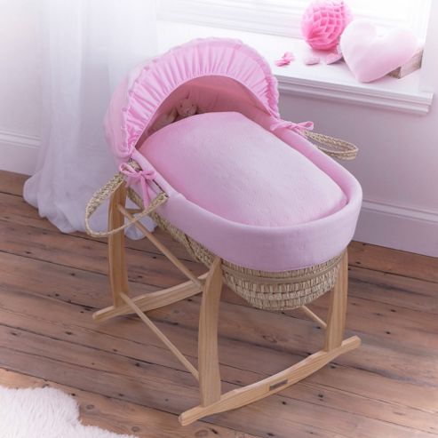 Image of Clair De Lune Palm Moses Basket (cotton Candy Pink)