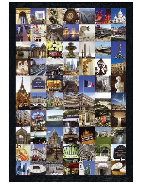 Image of Black Wooden Framed Paris Collage Poster