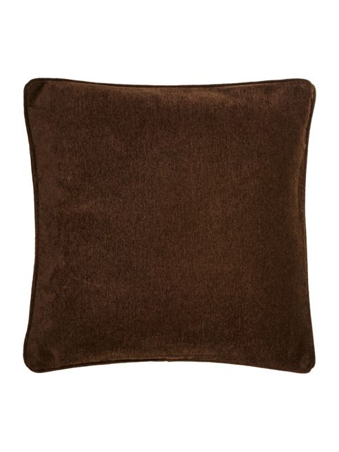 Image of Linea Plain Chenille Cushion In Chocolate New