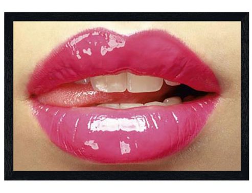 Image of Grindstore Pink Lips Black Wooden Framed Hot Lips Poster