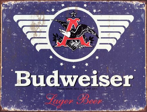 Image of Budweiser 1936 Logo Tin Sign