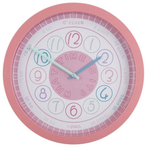 Image of Kids Tell The Time Clock Pink