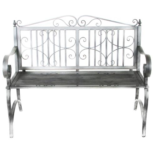 Image of Bentley Garden Wrought Iron Grey Outdoor Bench