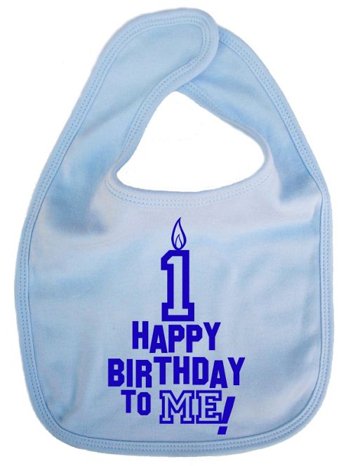 Image of Dirty Fingers Happy 1st Birthday To Me! Baby Bib Blue