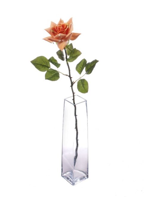 Image of Artificial 75cm Single Stem Fully Open Peach Rose