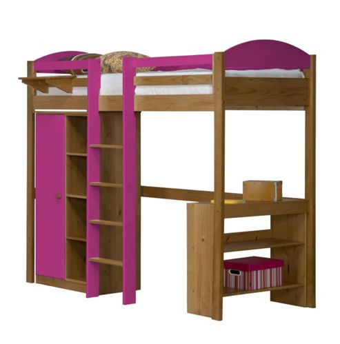 Image of Maximus High Sleeper Set 1 Central Ladder Antique With Fuschia Details