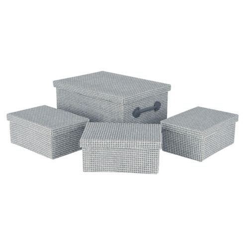 Image of Hand Woven Storage Boxes, Grey, Set Of 4