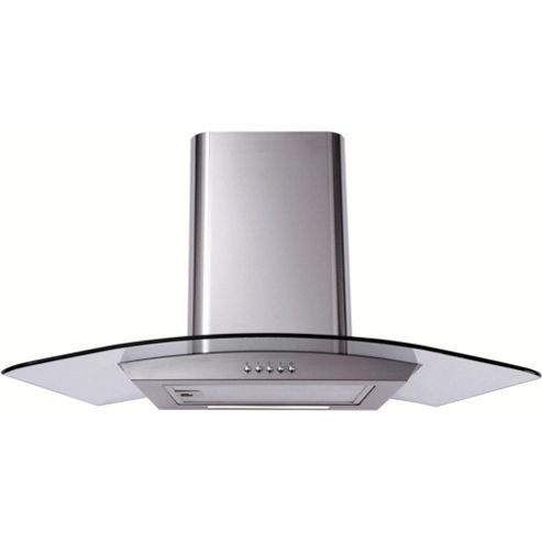 Image of Matrix Mep901ss Curved Glass 90cm Chimney Cooker Hood Stainless Steel