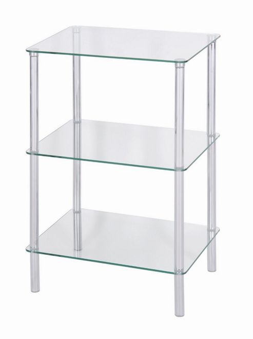 Image of Levv Sierra 3 Tier Square Shelving Unit - Clear Glass