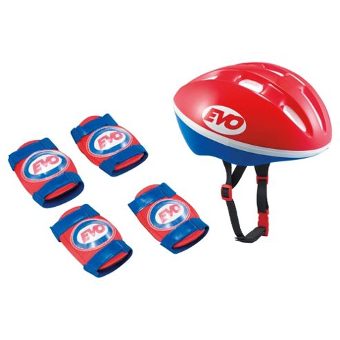 Image of Evo Junior Helmet & Protection Set, Red/blue