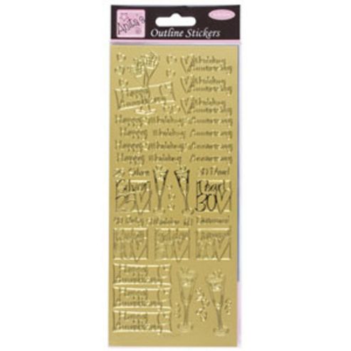 Image of Outline Stickers Wedding Anniversary Gold