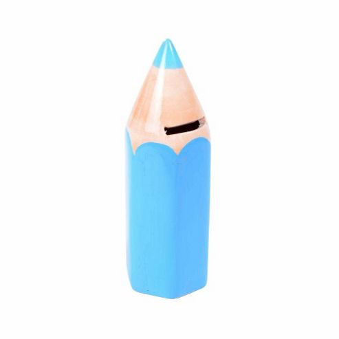 Image of Blue Coloured Pencil Crayon Ceramic Money Box