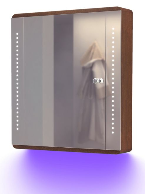 Image of Ambient Solid Oak Bathroom Cabinet With Demister, Sensor & Shaver Socket K1du
