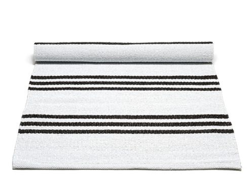 Image of Rug Solid White / Choco Striped Contemporary Rug - 75 Cm X 300 Cm (2 Ft 6 In X 9 Ft 10 In)