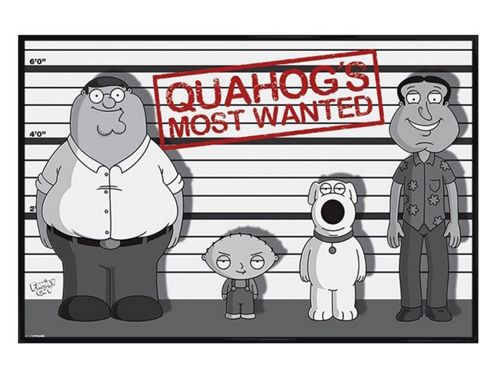Image of Gloss Black Framed Family Guy Quahog's Most Wanted Poster