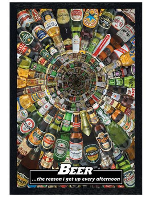 Image of Beer Black Wooden Framed Beers Of The World Poster
