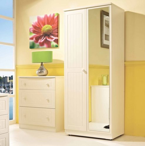 Image of Welcome Furniture Warwick 76.2 Cm Wardrobe With Mirror - Beech