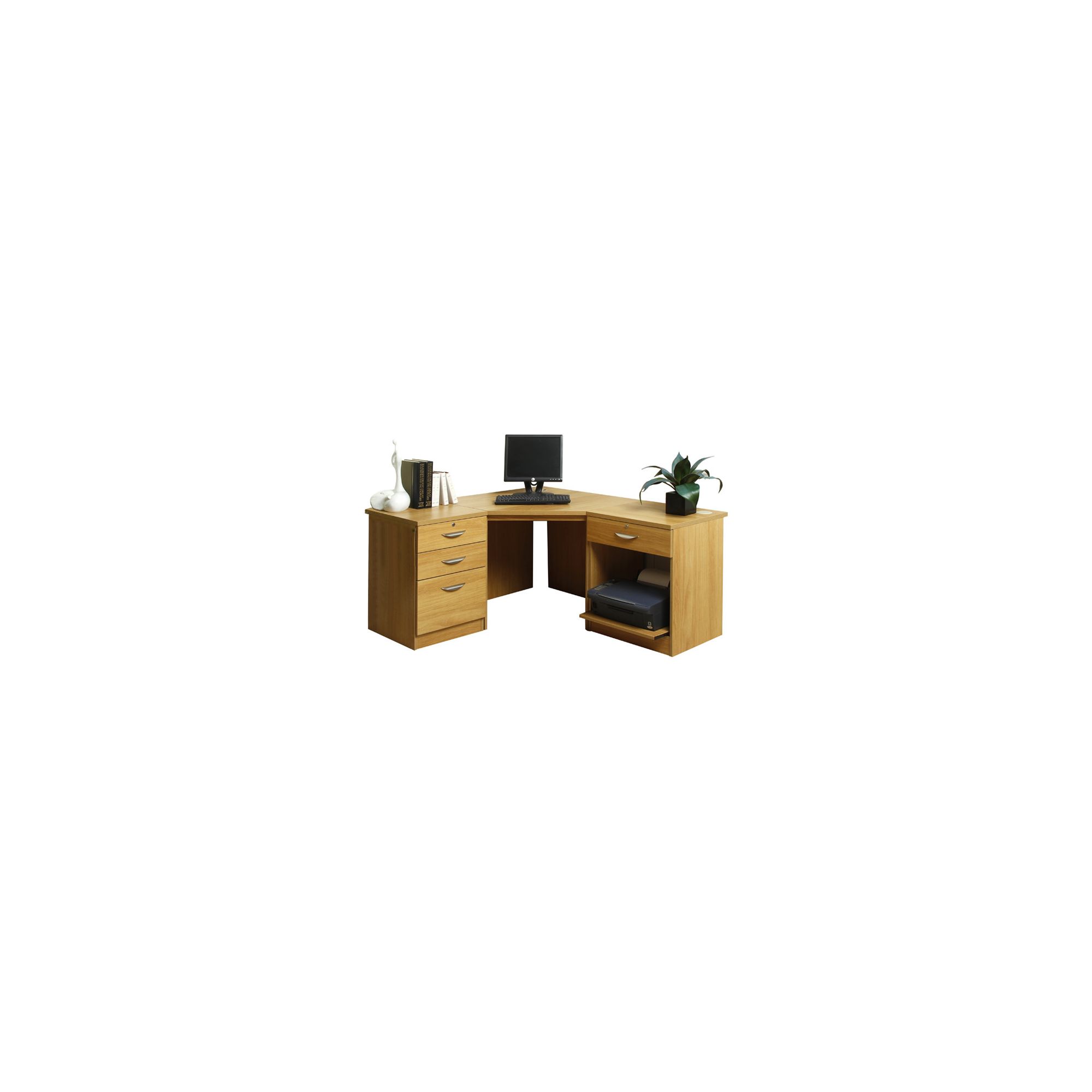 Enduro Home Office Desk / Workstation with Pedestal and Printer Storage - Walnut at Tescos Direct