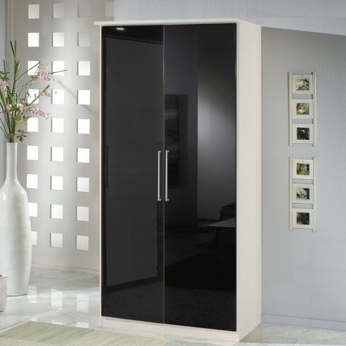 Image of Amos Mann Furniture Milano 2 Door Wardrobe - Black And White
