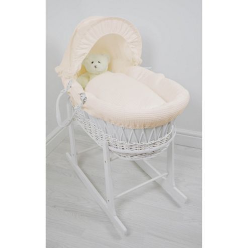 Image of Cuddles Collection Dark Wicker Moses Basket (waffle White)