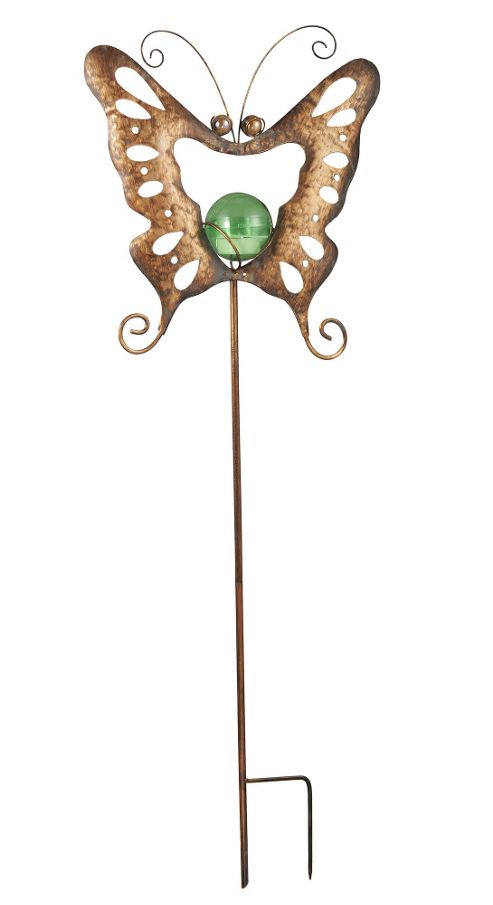 Image of Paul Neuhaus Butterfly 1 Light Solar Spike In Rust