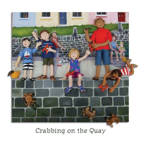 Image of Holy Mackerel Crabbing On The Quay Greetings Card