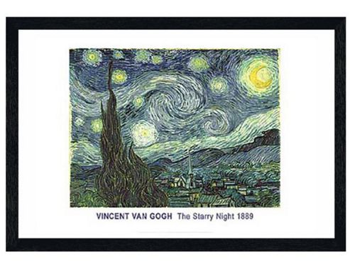 Image of Vincent Van Gogh Black Wooden Framed Starry Night, 1889 Poster