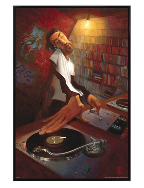 Image of Justin Bua Gloss Black Framed The Dj Poster