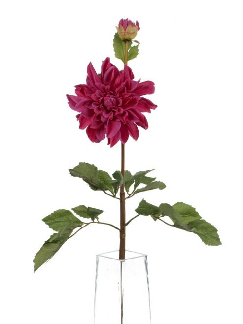 Image of Artificial 80cm Single Stem Double Headed Cerise Dahlia