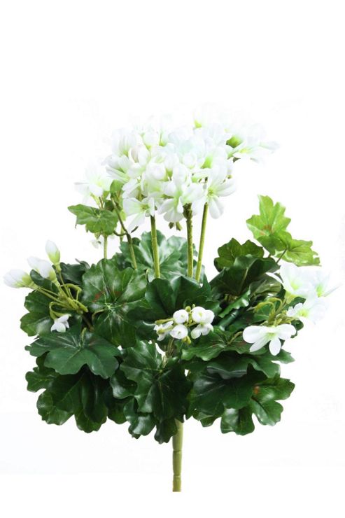 Image of Artificial 40cm White Cascade Ivy Leaf Geranium Plug Plant