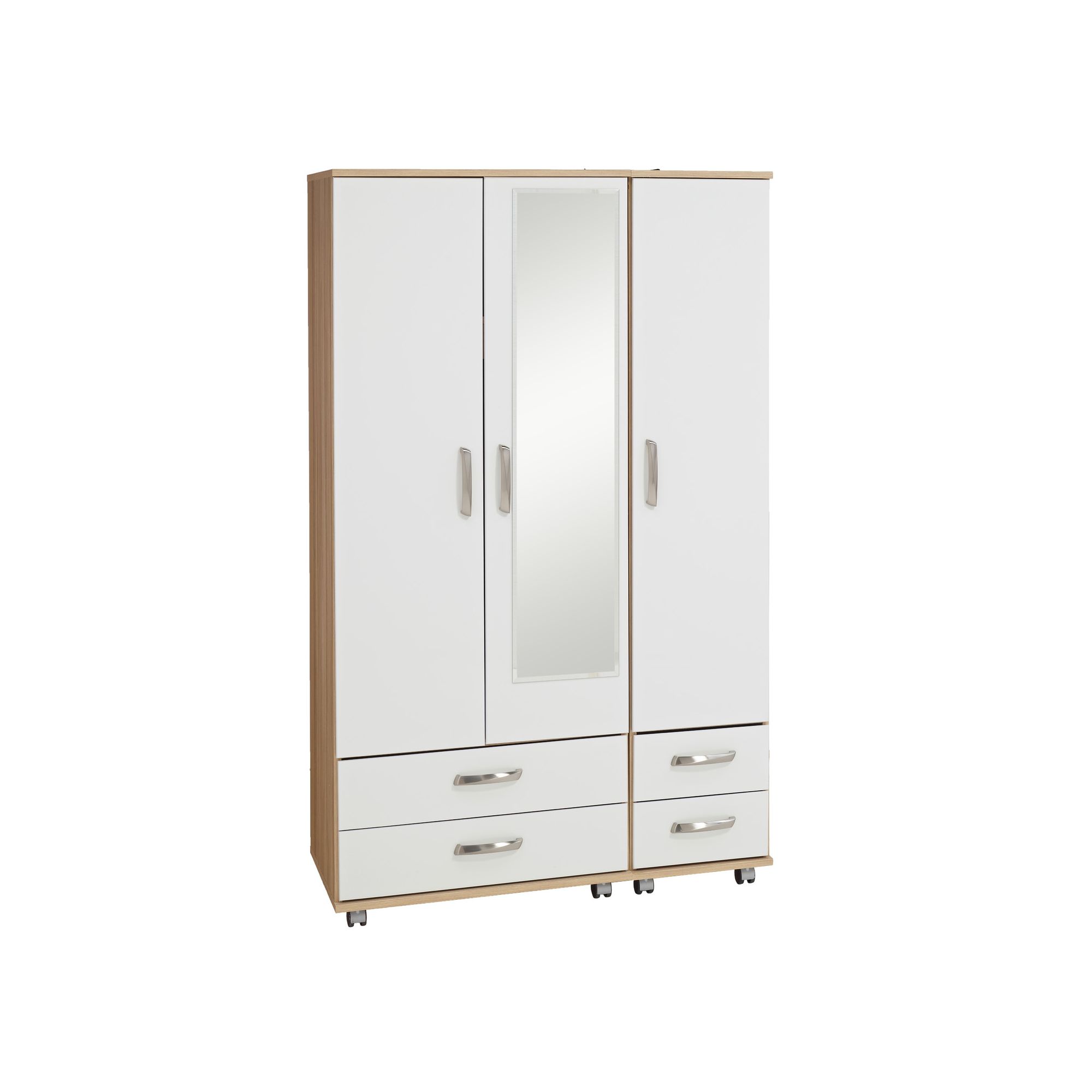 Ideal Furniture Regal 4 Drawer with Mirror Wardrobe in white at Tesco Direct